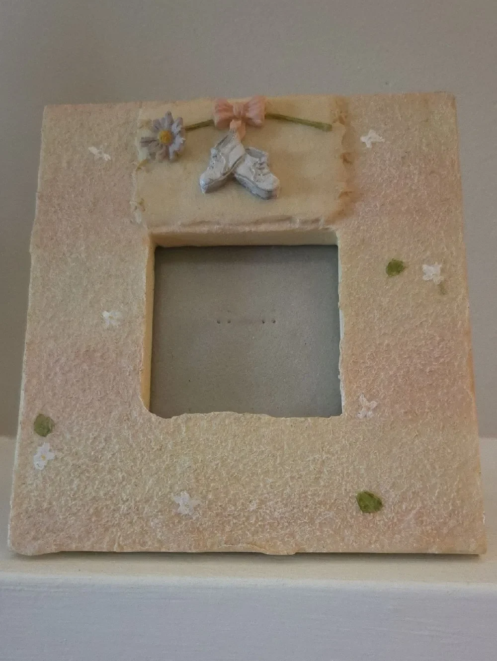 Ceramic Photo Frame With Baby Shoes